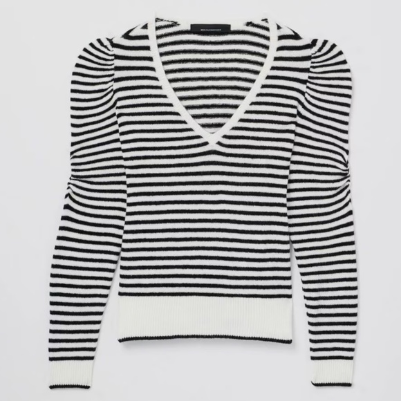 White House Black Market Sweaters - WHBM Puff Sleeve V-Neck Pullover Sweater Size Medium